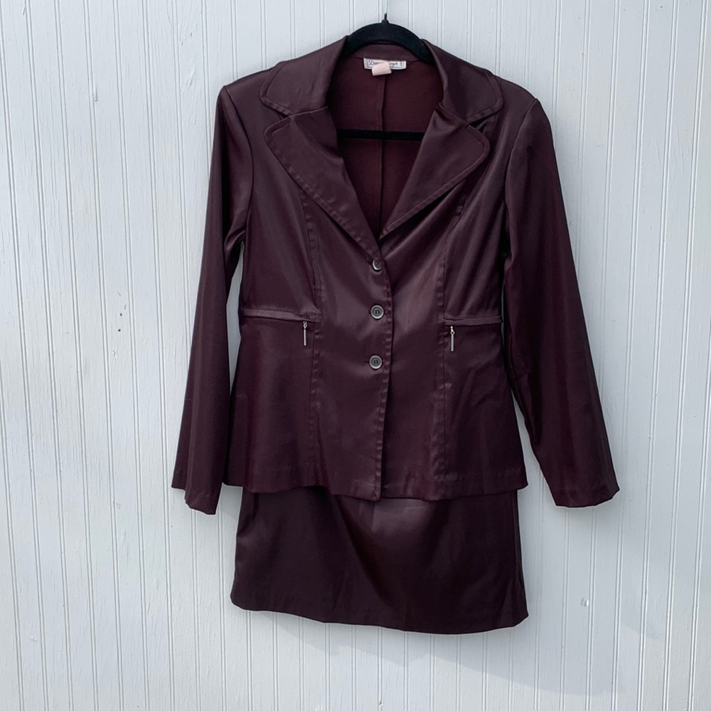 Purple brown vintage blazer with skirt